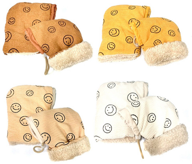 데일리쇼핑 킥보드 자전거 스마일 장갑 핸드워머 방한장갑 핸드머프 성인 선물, 1세트, 스마일핸드워머(베이지)1개