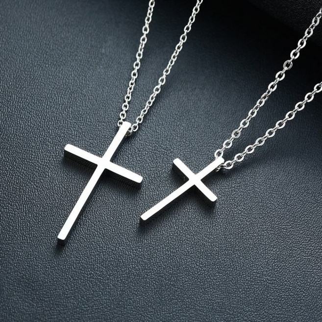 남자 써지컬 십자가 목걸이 체인 롱 서지컬 써지컬스틸 여성 크롬 레이어드 티타늄 긴 패션