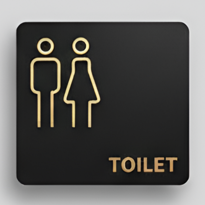 일상채움 가독성 좋은 고급 블랙 아크릴 화장실 표지판 15 x 15cm, 1개, 공용 화장실
