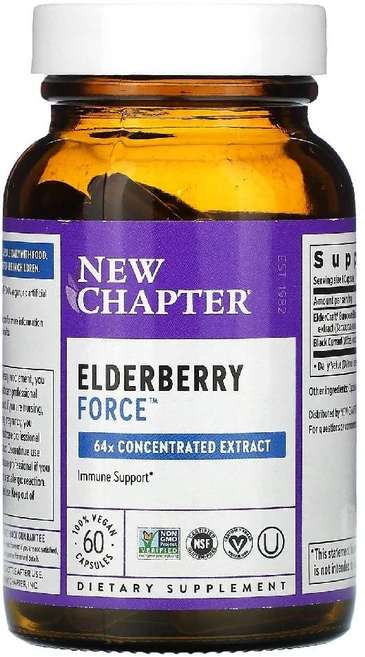 뉴챕터 엘더베리 포스 삼부커스 유러피안 블랙엘더베리 블랙커런트 열매 함유 베지캡슐 60정, 1개 - 쿠팡