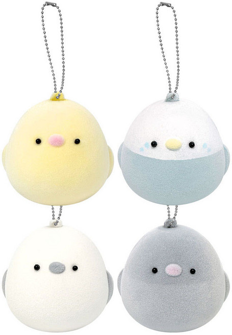 미니버드 패브릭 스퀴시 키링 1개씩 세트 주물럭 말랑모찌 키홀더 가방 장식 열쇠 고리, 1세트