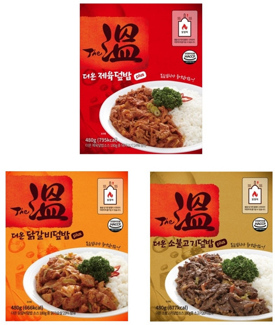 군납업체가 만든 원터치 발열전투식량 더온발열도시락 3종세트(제육덮밥+닭갈비덮밥+소불고기덮밥), 1.44kg, 1세트