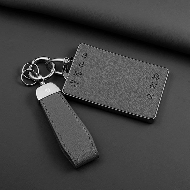 HAKO 소프트 가죽TPU 차키케이스+키홀더 (기아스마트카드키호환), K-19, 그레이