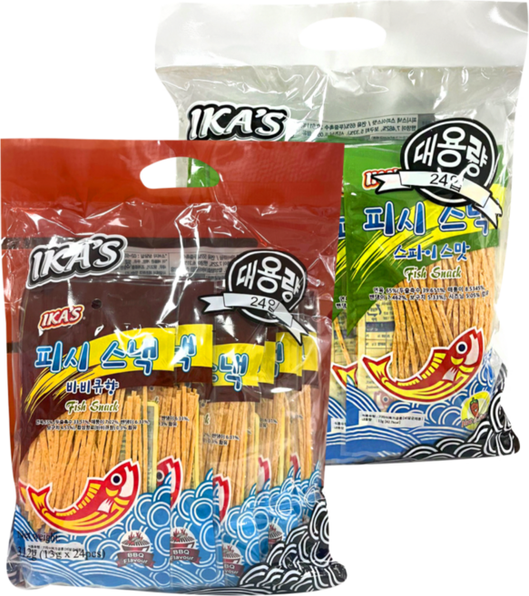 피시스낵 바비큐향 13g + 스파이시맛 13g 2종 24개 (총48개), 2개, 312g