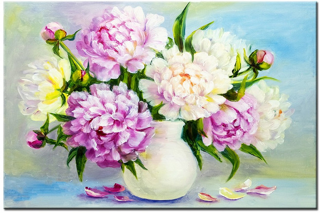 풍수에 좋은 예쁜 꽃 그림 캔버스 액자 8종 모음, 07.모란꽃병