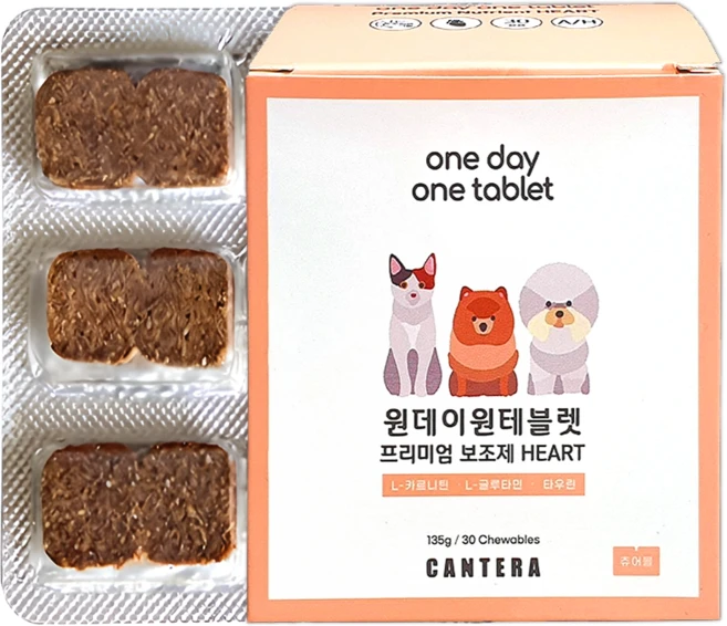 원데이원테블렛 반려동물 영양제, 30회분, 심장/간, 1개 - 쿠팡