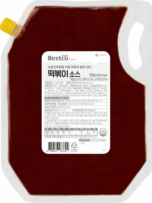 냉장 대상 베스트코 떡볶이소스2kg 1BOX (5입), 2kg, 5개