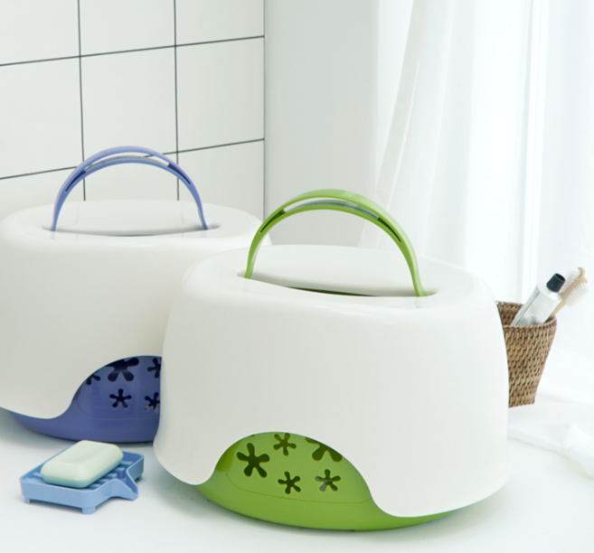 바스핏 목욕 의자 바구니 수영 욕실 샤워 수영장 실리콘 미니 물빠짐, 네이비블루