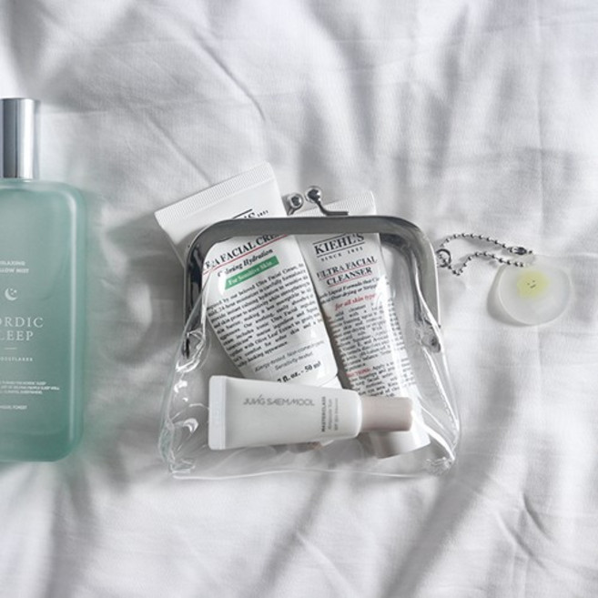 [노패키지 프로젝트] 심플한 병아리 키링 미니 투명 립 파우치 지갑 PVC 똑딱이 카드 동전 [미니 립스틱 귀여운 학생파우치 똑딱이지갑]