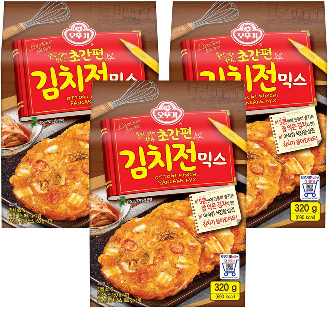 오뚜기 초간편 김치전 믹스, 320g, 3개