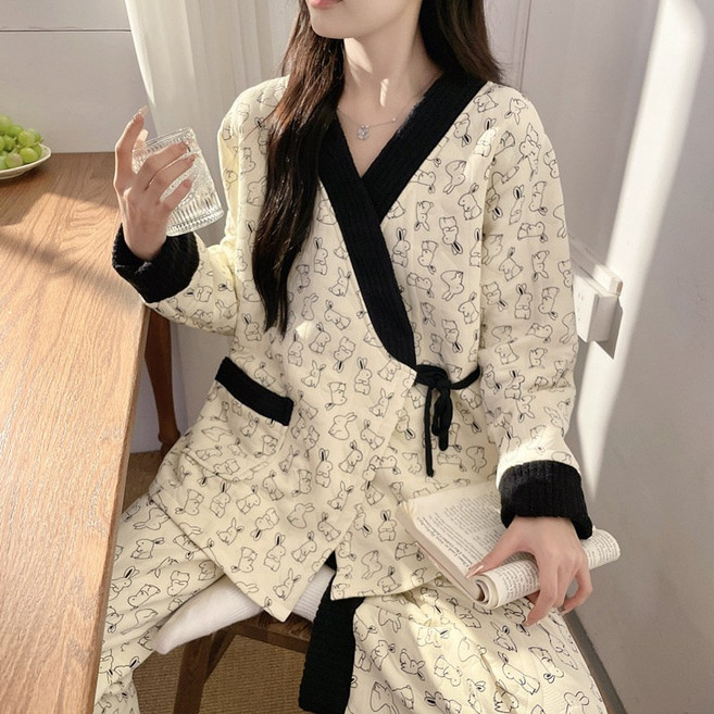 DFMEI 秋冬季空氣棉月子服待產產後孕婦睡衣住院服哺乳衣產後哺乳家居服
