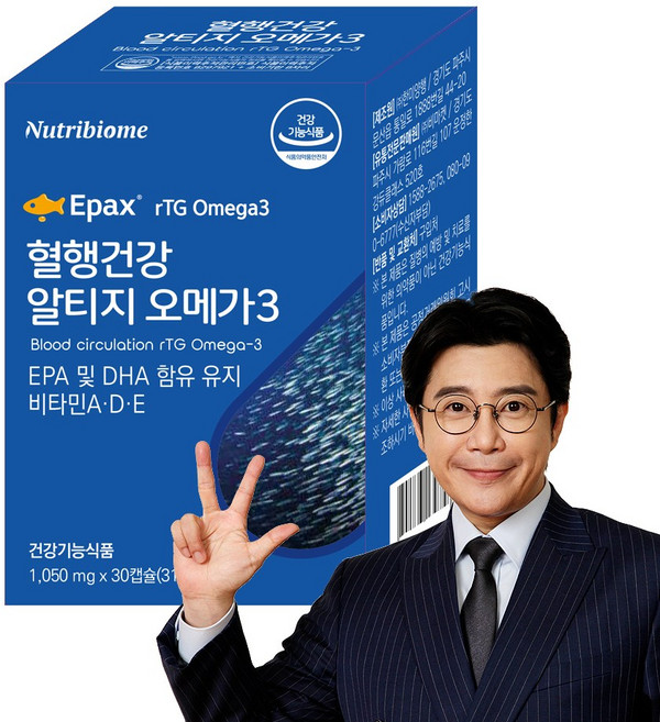 뉴트리바이옴 혈행건강 rTG알티지 오메가3 EPA & DHA 함유유지 비타민 A D E, 30정, 1개