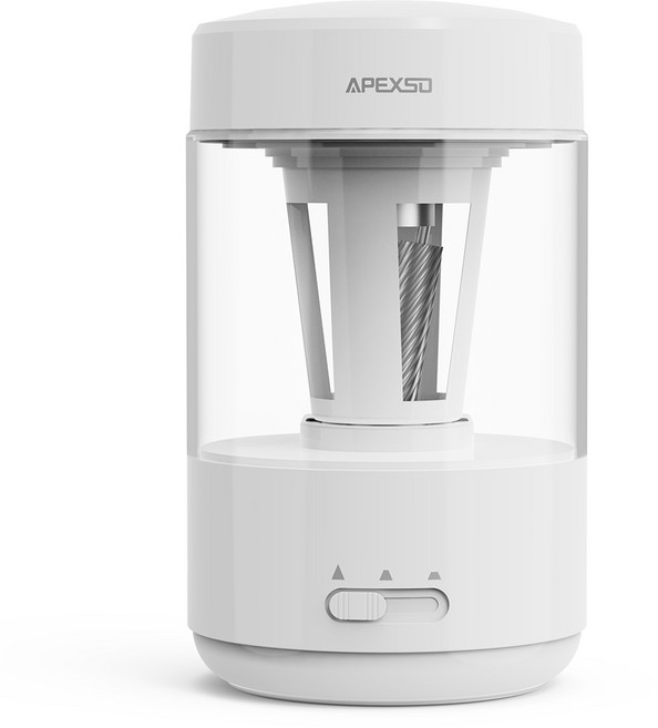 APEXSO 자동상승 연필깎이 스마트 전동연필깎이 3단계 자동연필깍이 올인원 C타입 충전 무선, 1개, 흰색