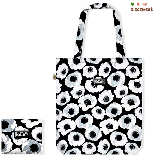여성 쇼퍼백 포켓 장바구니 접이식 서브 가방 플라워