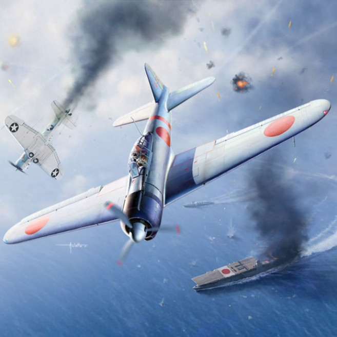 1/48 A6M2b 제로 파이터 21형 미드웨이 해전 전투기 프라모델 (12352), 1개