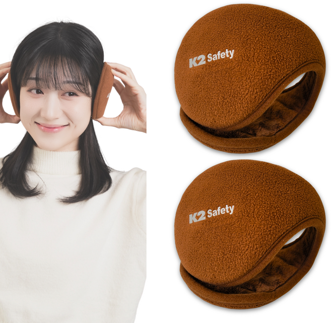 K2 Safety 맥스 방한 귀마개 2개 귀도리, 1세트, 브라운+브라운