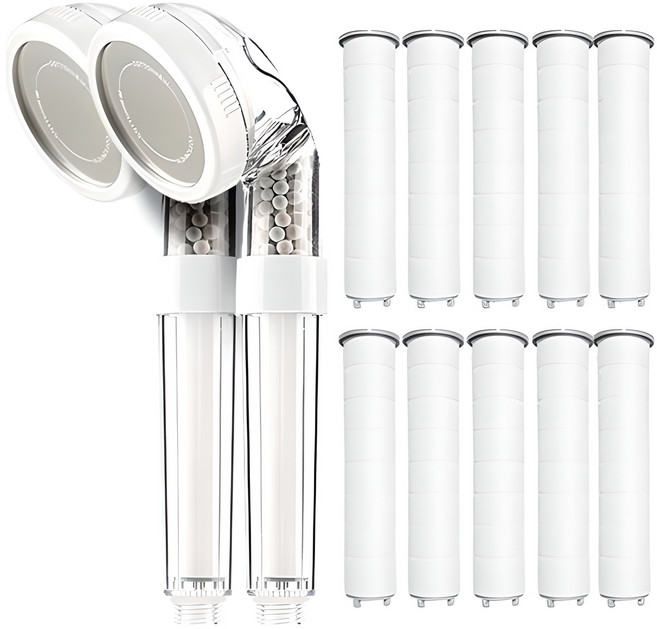 레베랑스 제트수압 마이크로필터 샤워기 헤드 2p + 필터 10p 세트, 1개, 혼합색상