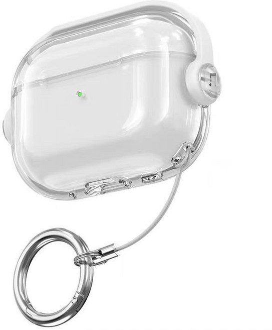 亞克力防摔殼 適用蘋果耳機套, 透明鎖扣款 送掛鉤,AirPods pro 3代, 1個