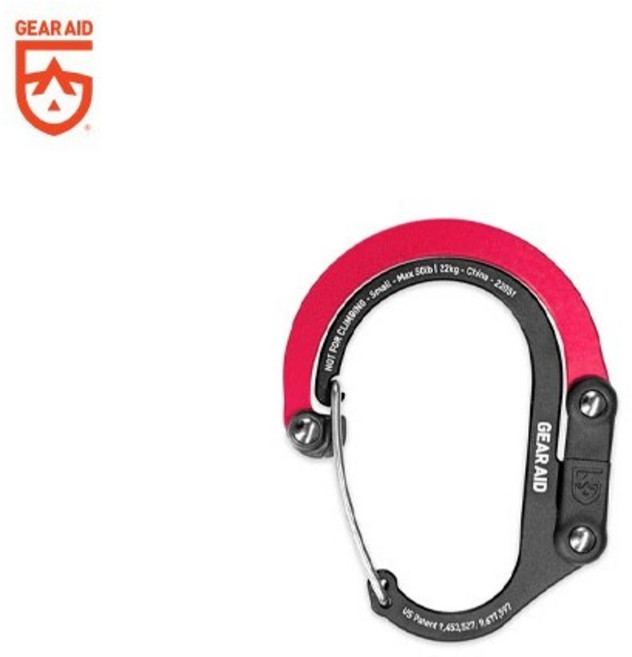 기어에이드 히어로클립 스몰 / 다용도 기어 클립 / 360도 회전 / 22kg까지 지탱 가능, 블랙앤레드, 스몰사이즈, 1개