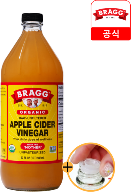 BRAGG 브래그 사과식초 / 유기농 천연 발효식초 애사비 애플사이다비니거 식초 사과초모식초 사과식초, 946ml, 1개