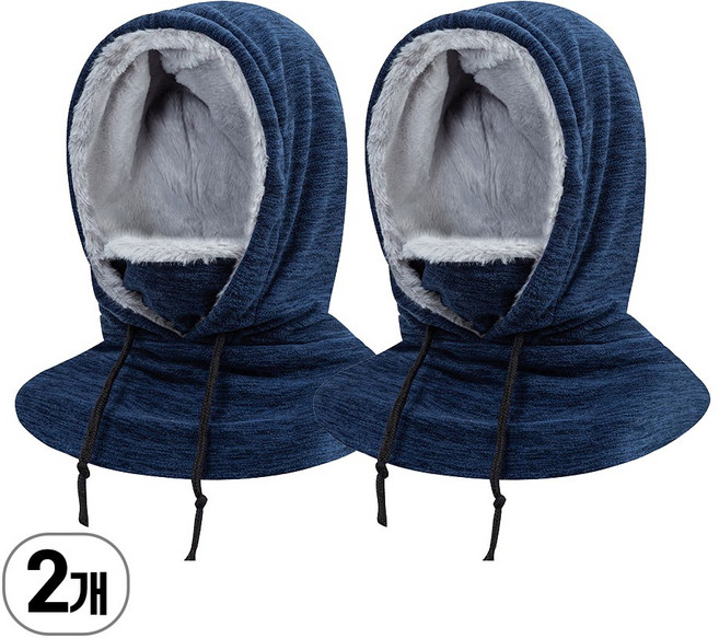 더쎈 벨벳 기모후드 넥워머 마스크 일체형 겨울 스포츠 오토바이 방한 바라클라바, 2개, 네이비
