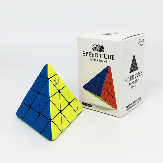 4X4 위신 리틀매직 마스터 피라밍크스 큐브 YuXin Little Magic Master Pyraminx Tiled 퍼즐, 1개, 혼합색상