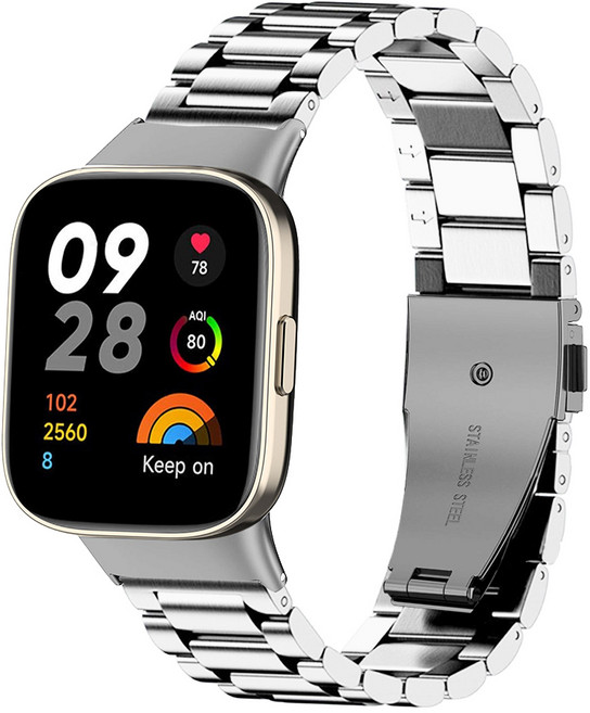 더조은셀러 샤오미 레드미 호환 메탈체인 시계줄 스트랩, 실버, 1개