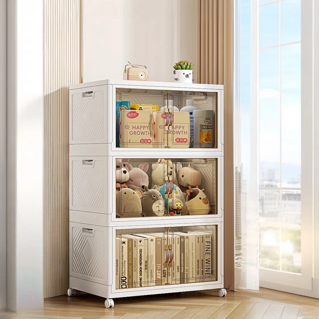 YEAAYE 대용량 리빙박스 가정용 다용도 이동식 폴딩 수납 정리함 JG202, 화이트