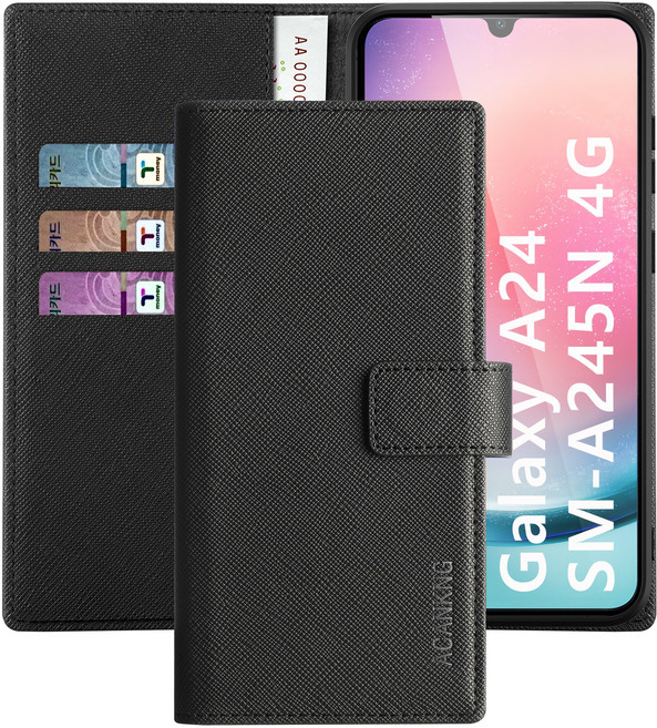 아칸크 지갑형 가죽 카드수납 다이어리 휴대폰리 케이스+지문인식 보호필름 풀세트