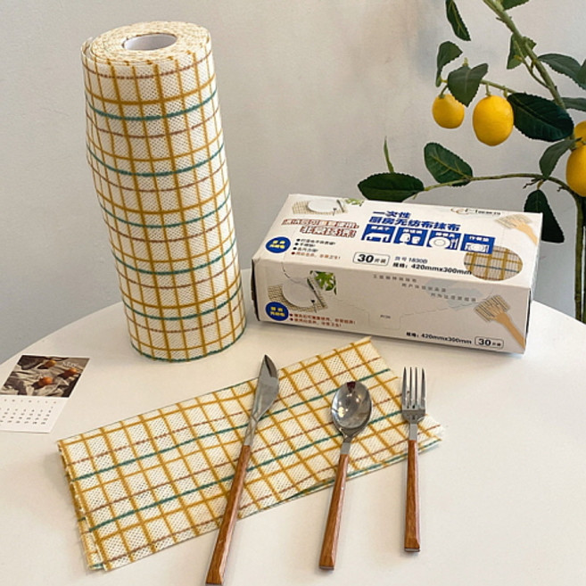 [1+1] 빨아쓰는 빈티지 체크 롤행주 뽑아쓰는 키친타올 행주 2size