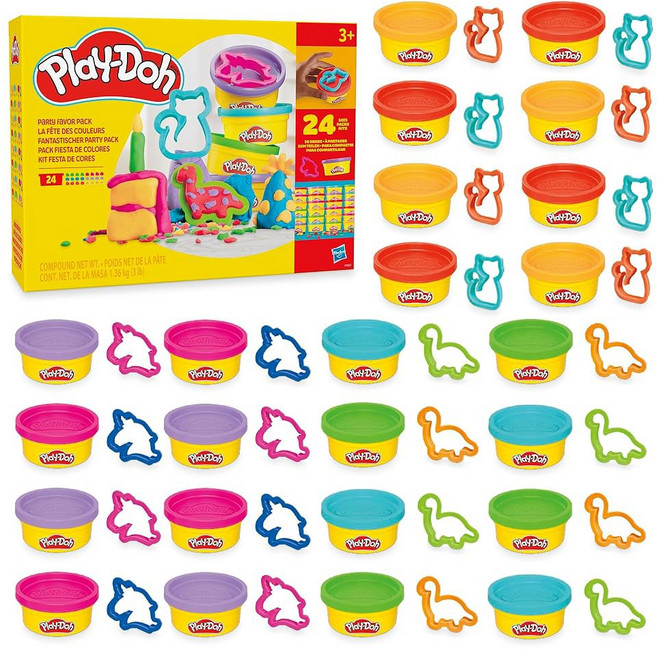 PLAY-DOH 파티 선물 팩 커터 포함 벌크 교실 생일 이상 24팩 공예를 (아마존 경품 모델링 위한 및 컴파운드 용품 3세 장난감 만 예술