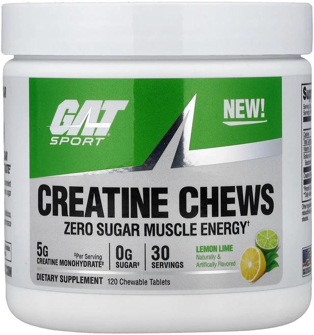GAT Sport 스포츠 크레아틴 120 츄어블 태블릿 운동보충제, 1개, 120정 - 쿠팡
