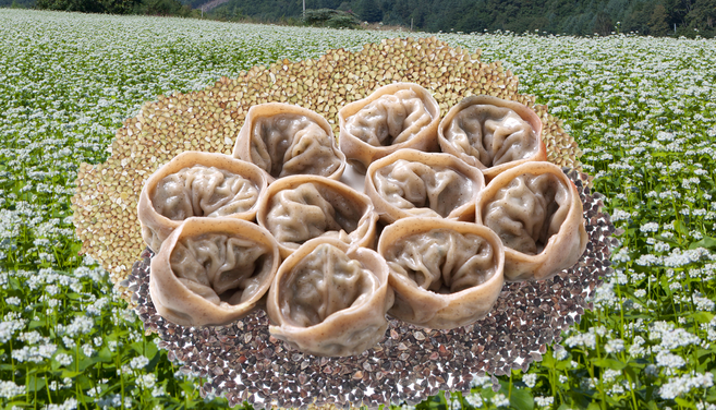 초록푸드봉평 초록봉평메밀손만두(1.4kg)(무료배송)(아이스박스 아이스팩 포함)(냉동만두), 1.4kg, 2개