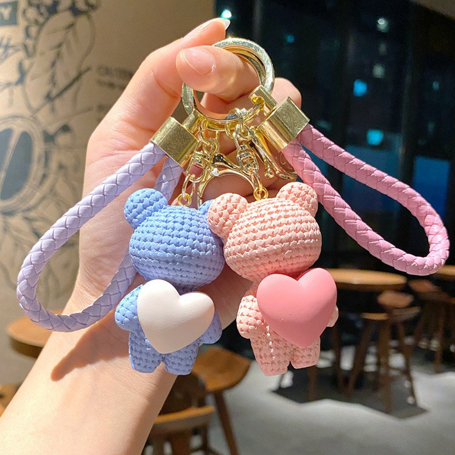 올리브파티 선재업고튀어 선업튀 솔선 선재 키링 곰돌이 하트 키링 열쇠고리, 2개, 핑크+퍼플