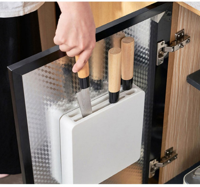 싱크대 칼꽂이 부착형 거치대 칼보관 주방(2가지 색상), 화이트, 1개