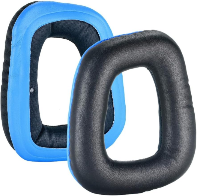 헤드셋 이어패드 호환 쿠션 교체 로지텍G930 G430 G432 G332 G35 F450 헤드셋용 메시 패브릭 교체 이어 패드 헤드폰 이어 패드, 검은색 PU 파란색 바닥