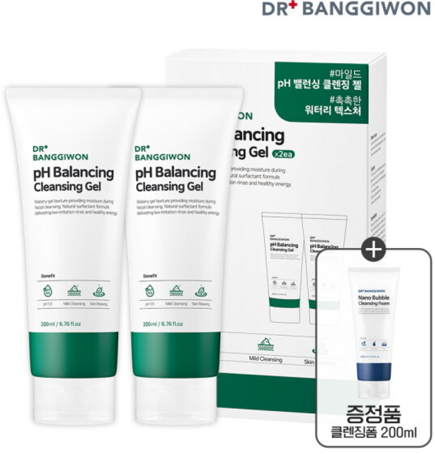 [닥터방기원] [롯데단독구성] pH밸런싱 클렌징 젤 200mlx2 +클렌징폼 정품 추가증정, 2개, 200ml