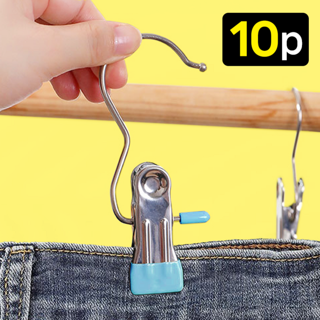 에버리즈 자국없는 후크 외집게 걸이, 10개, 딥 블루