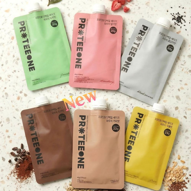 프로티원 단백질쉐이크 파우치형 40g 6가지맛 스타터 세트 PROTEEONE, 6개