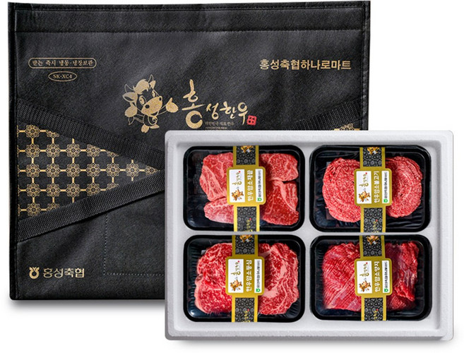 [홍성축협] 1등급 정성4호 1.2kg(등심300g+채끝300g+양지국거리300g+불고기300g), 1