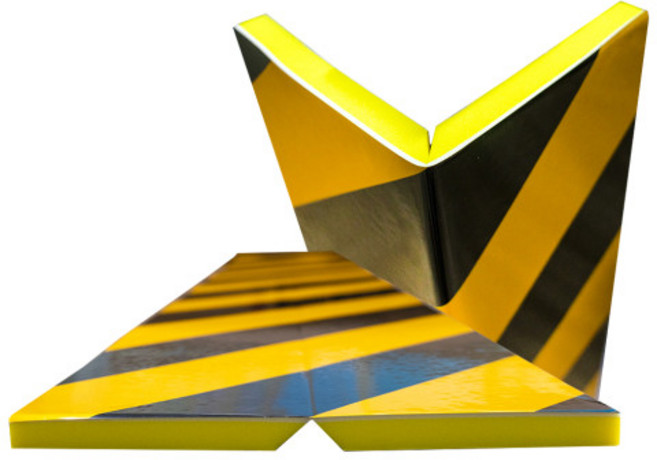 반사지 V컷팅 쿠션 가드/ 주차장코너보호대 기둥 모서리보호대, 1개, 황+검(사선)