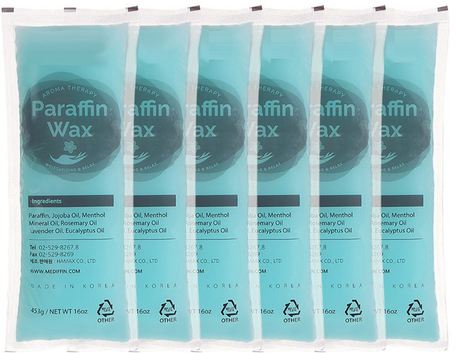 국내생산 라앤 프리미엄 파라핀왁스 민트색 453g, 6개