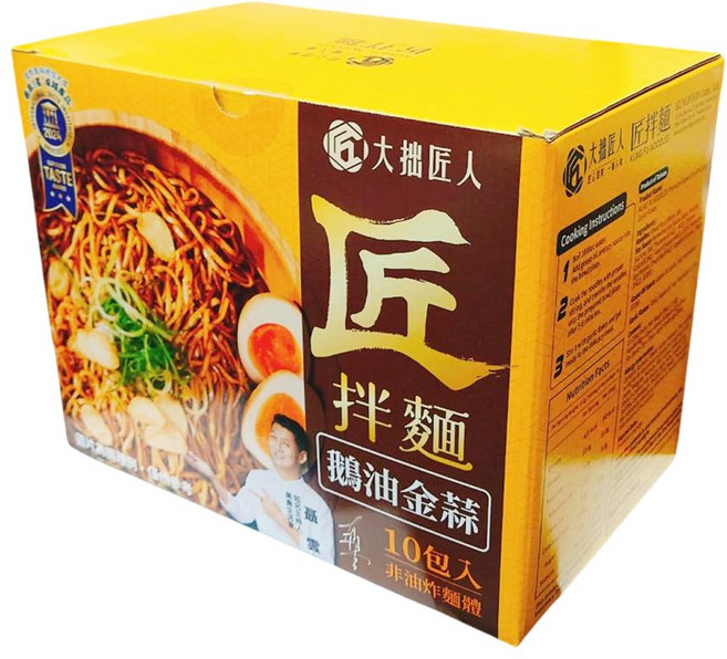 大拙匠人 拌麵 鵝油金蒜 10包入 非油炸 麵體, 1박스
