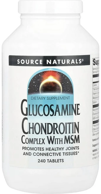 소스내츄럴스 글루코사민 콘드로이틴 컴플렉스 MSM 타블렛 무설탕 글루텐 프리, 1개, 240정 - 쿠팡
