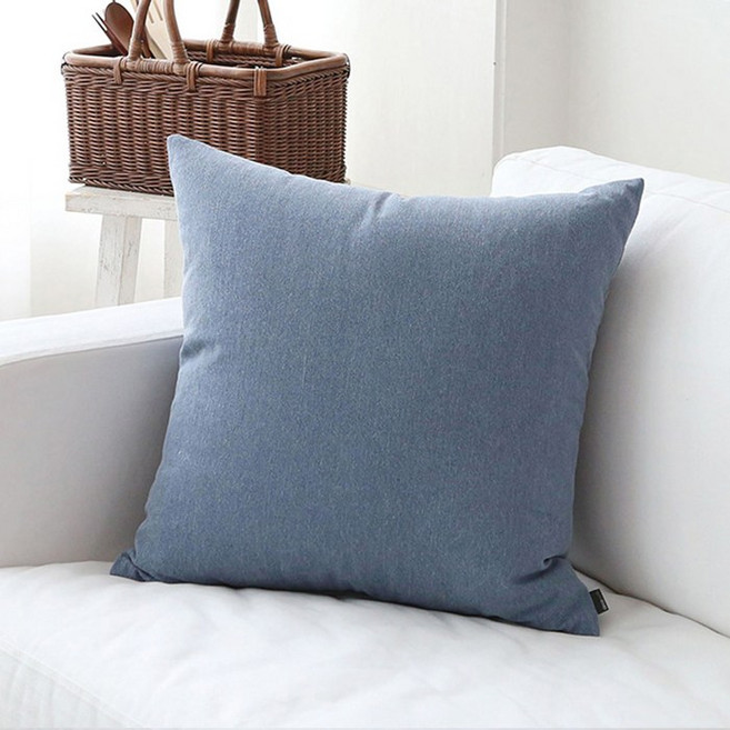 데코토닉 내츄럴코튼 쿠션커버 솜포함, 블루