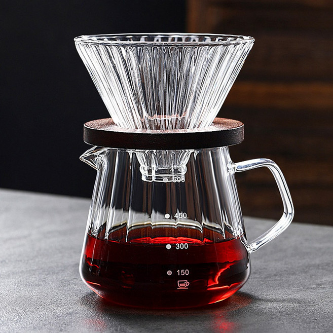 Qiaokao 커피 핸드드립 세트, 서버 + 받침대 + 드리퍼, 1세트, 600ml