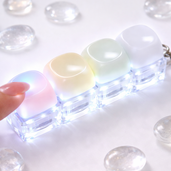 키캡하우스 LED 조약돌 키캡 키링 딸깍이 감성템, 1개, 조약돌 4구