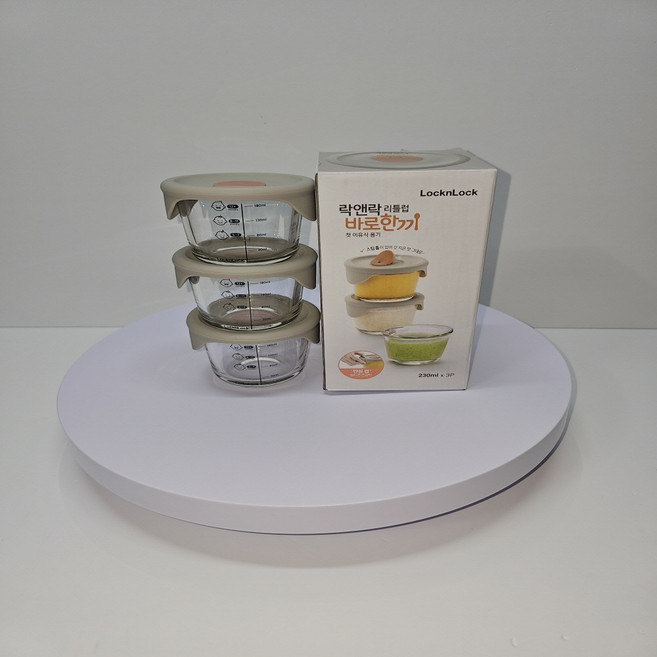 락앤락 아기자기LAB 베어 원형 이유식보관용기, 230ml, beige, 3개