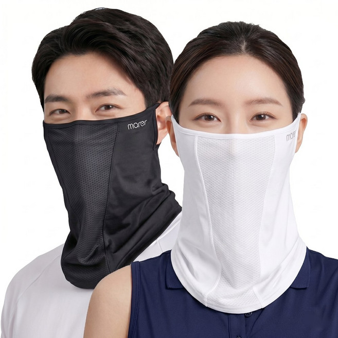 1+1 마레르 자외선 차단 스포츠 마스크, 화이트+블랙, 1세트