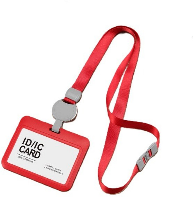 컬러루브 교통카드 릴 네임텍 출입증 목걸이 줄, 가로, 1개, 빨강